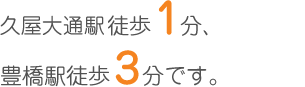 名古屋駅徒歩1分、豊橋駅徒歩3分です。